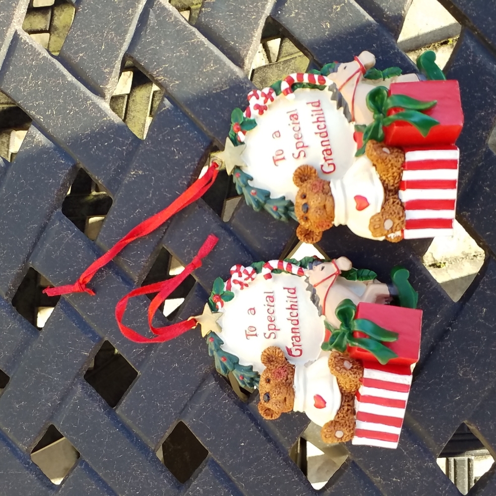 Special Grandchild Teddy Bear Ornaments!  NEW